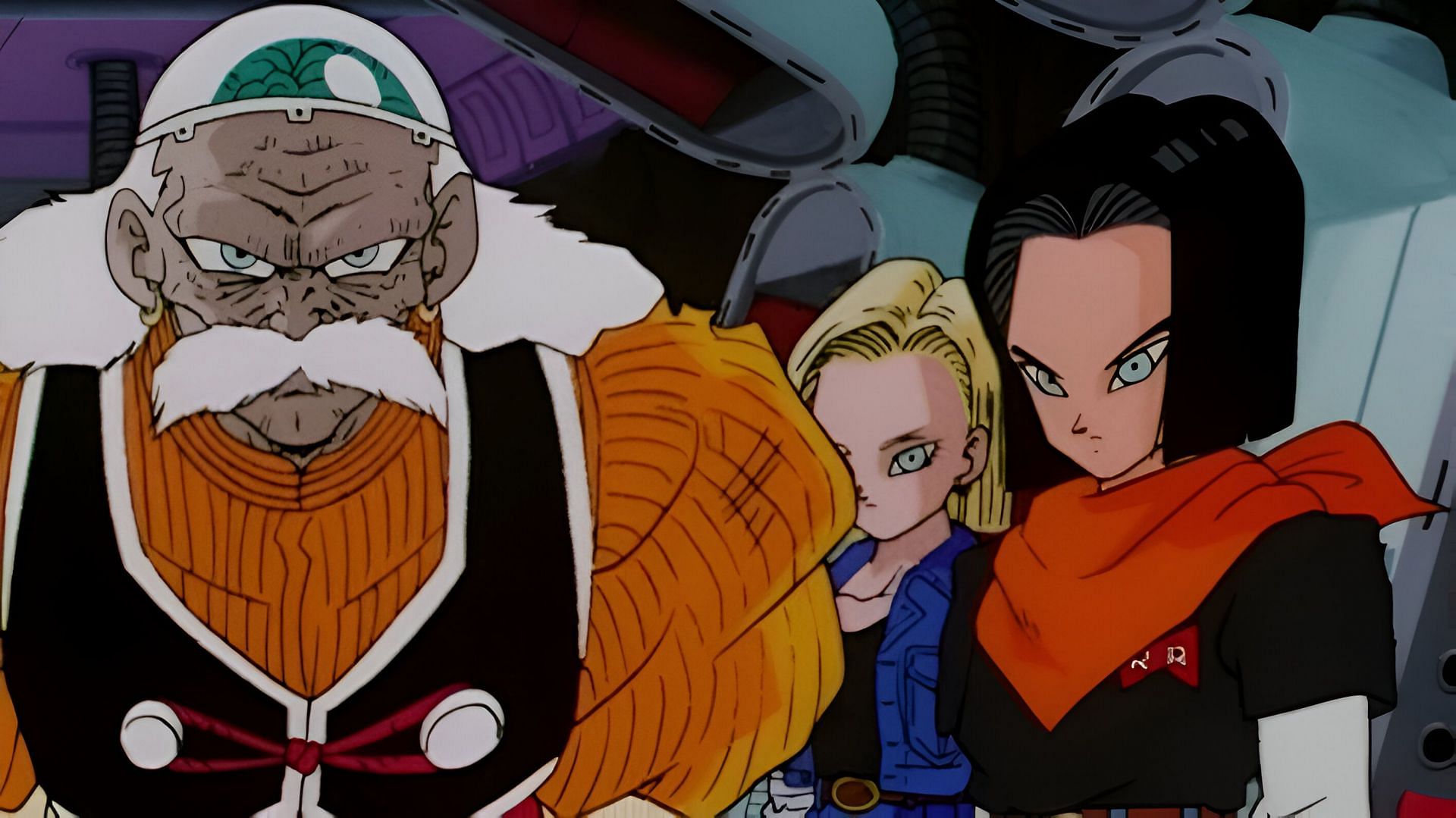 Androids standing alongside Dr. Gero (Image via Toei Animation)